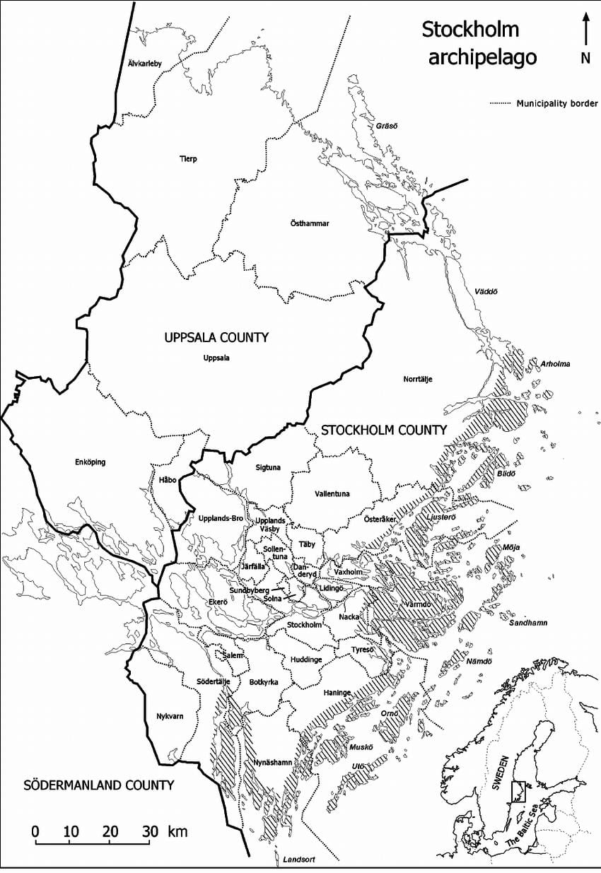 карта Стокхолму архипелага