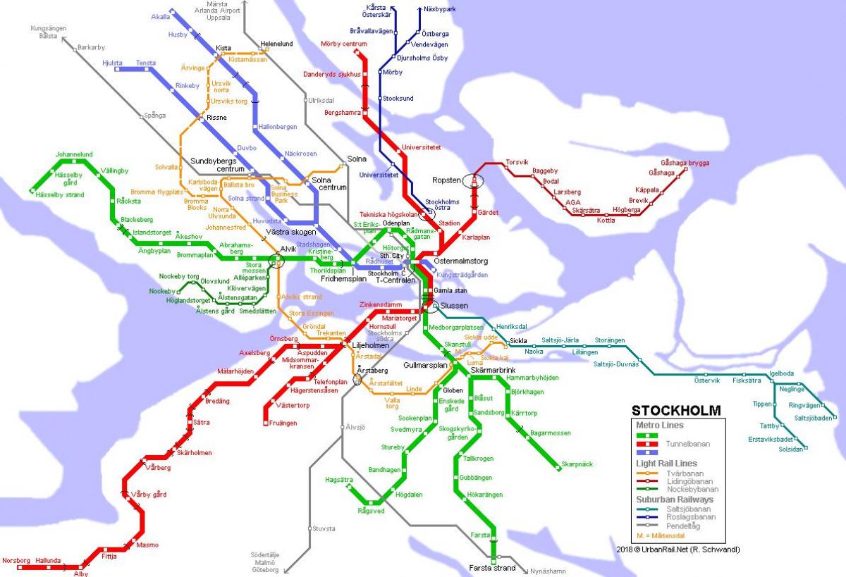 Шведска tunnelbana мапи