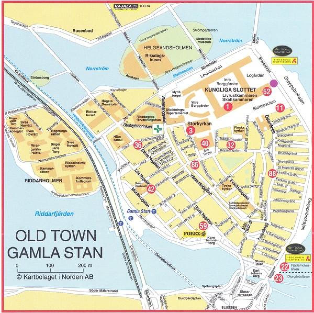 мапа старог града у Стокхолму, Шведска