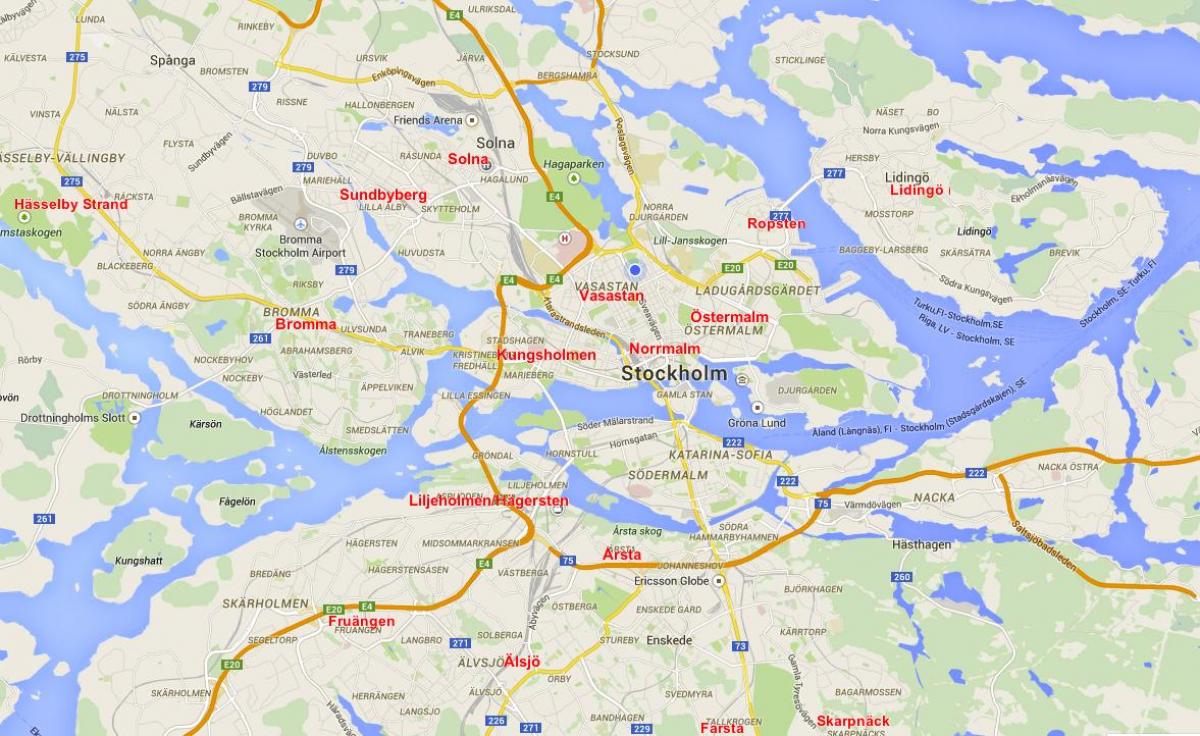мапа насеља Стокхолма