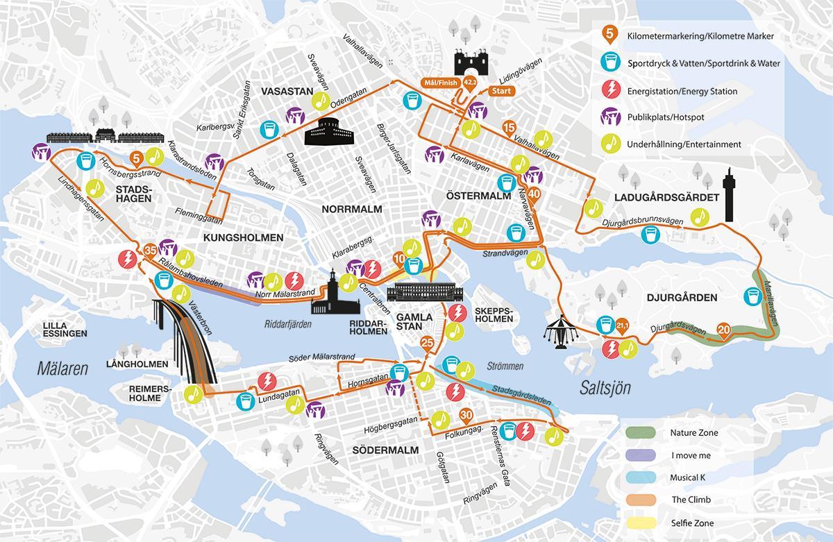 карта Стокхолму маратон