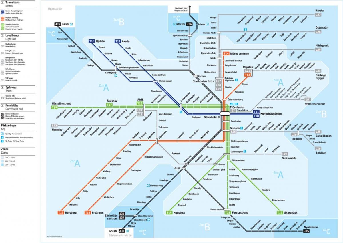карта Стокхолма транзиту
