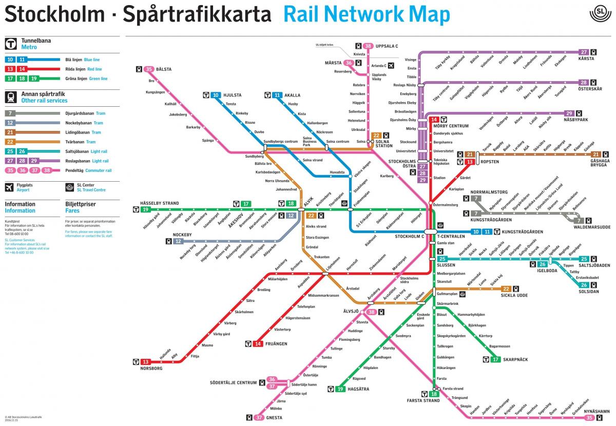 Стокгольмское метро карта Шведска