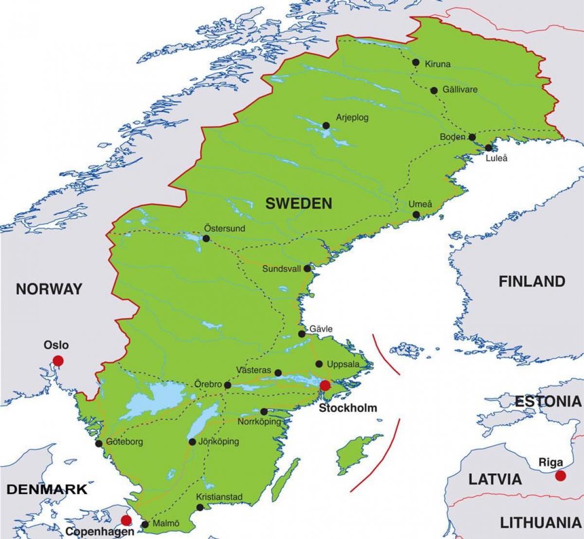 главни град Шведске на мапи