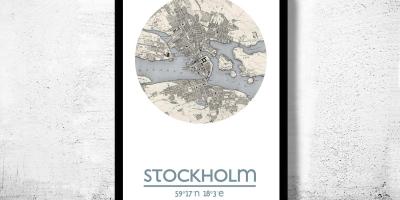 Карта Стокхолма, карта постер 